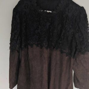 WOMANS Paisley Black and Brown Sweade BLOUSE TOP